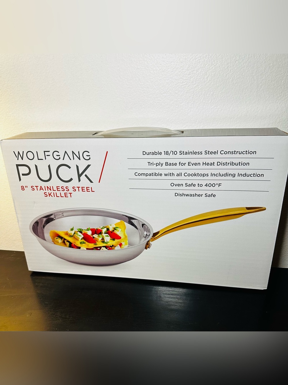 Wolfgang Puck Stainless Steel Skillet with Gold Handle - Gold